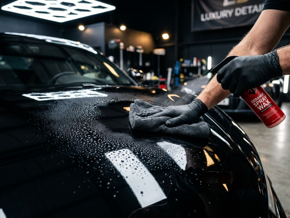 best car wax ceramic coating spray glossy finish water beading