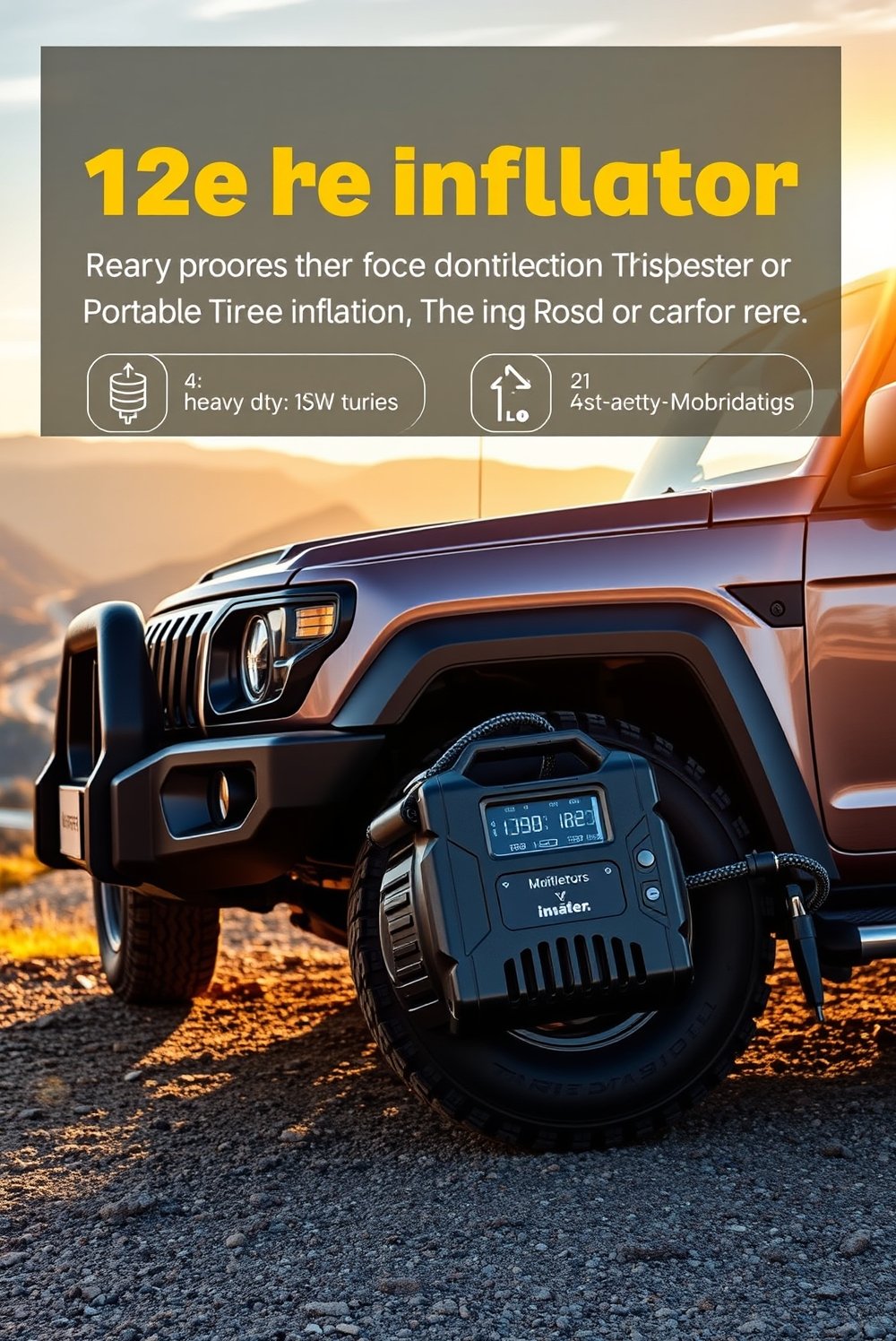 tire inflator portable 12V - Illustration 1